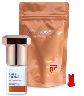 TUBeauty Sky Rose Glue bottle cap enables precise dispensing for professional lashes