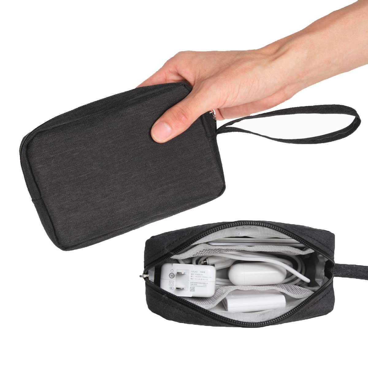 TUBGIIKS two-piece small zippered pouch keeps electronics organized on trips.
