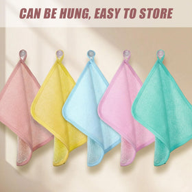 Tudomro exfoliating washcloths dry quickly and store neatly after use.