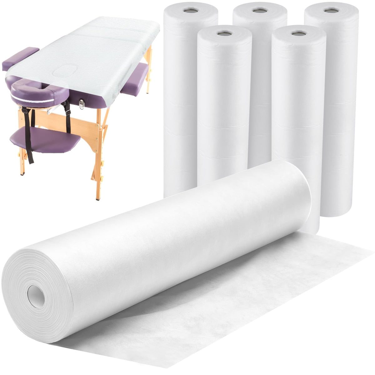 Tudomro disposable bed sheet roll in white for quick, hygienic table setup.