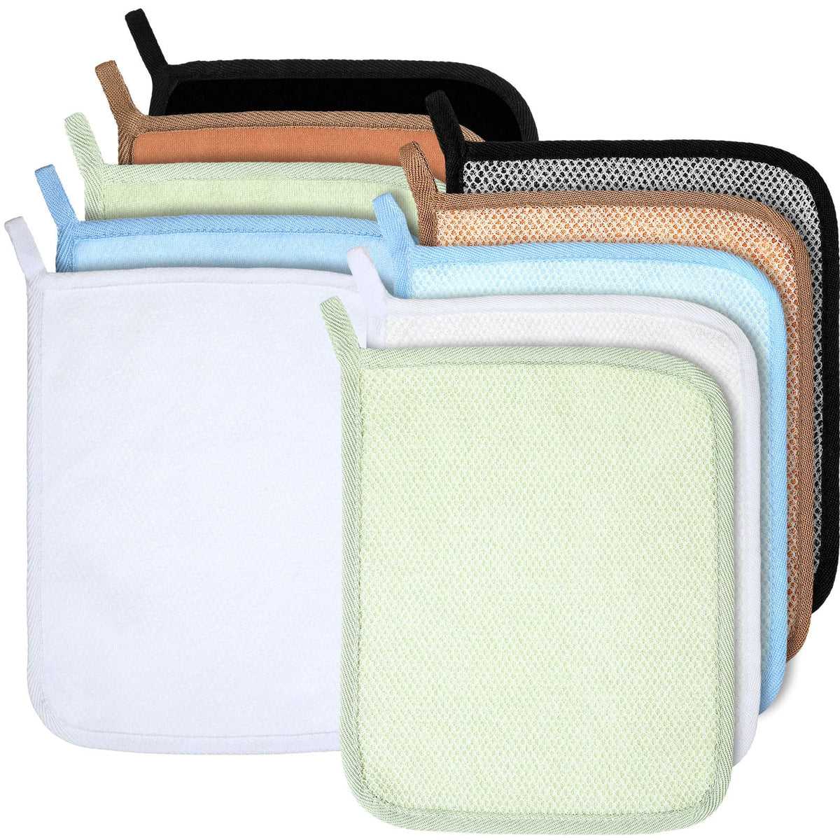 Tudomro double-sided washcloth soft side for gentle drying and sensitive areas.