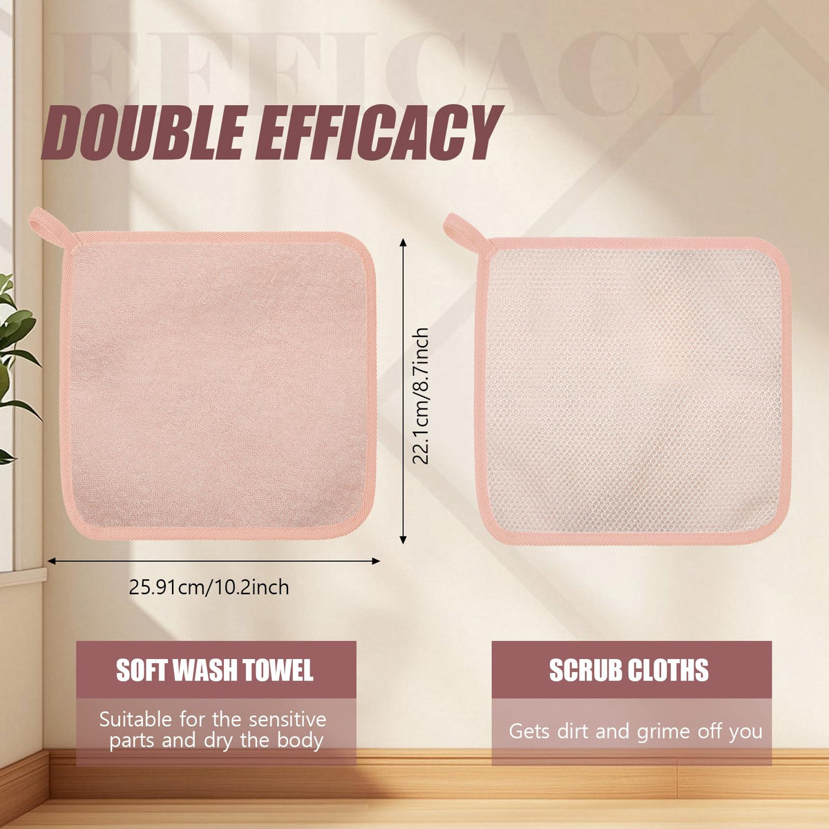 Tudomro exfoliating washcloth scrub side for deep cleansing and grime removal.