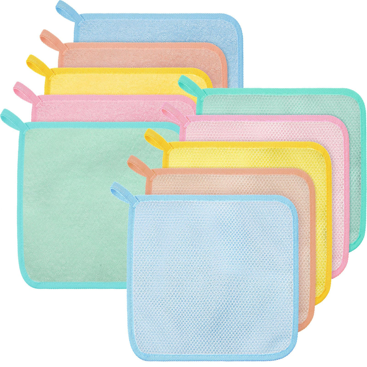 Tudomro exfoliating washcloth with soft side for gentle cleansing and quick drying.