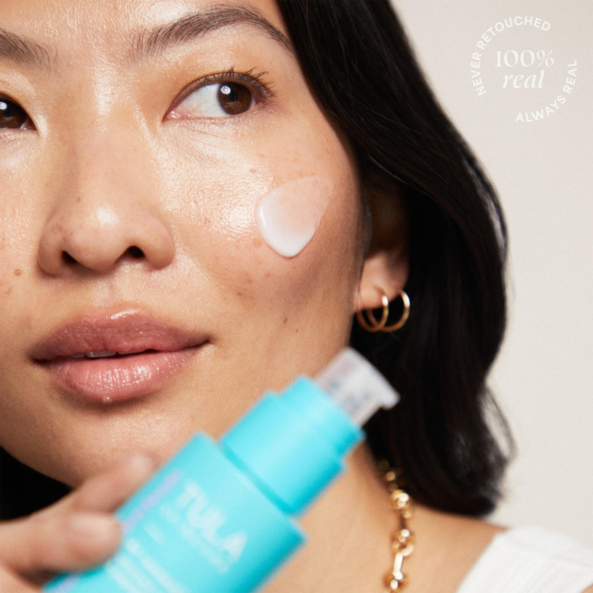 TULA A+ Renewal Serum with aloe and ceramides communicates soothing barrier support.