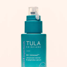 TULA A+ Renewal Serum prebiotic ingredient highlight supports the skin microbiome.