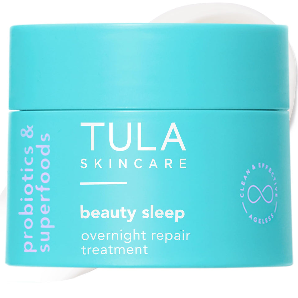 TULA Beauty Sleep bottle close-up suggesting overnight renewal