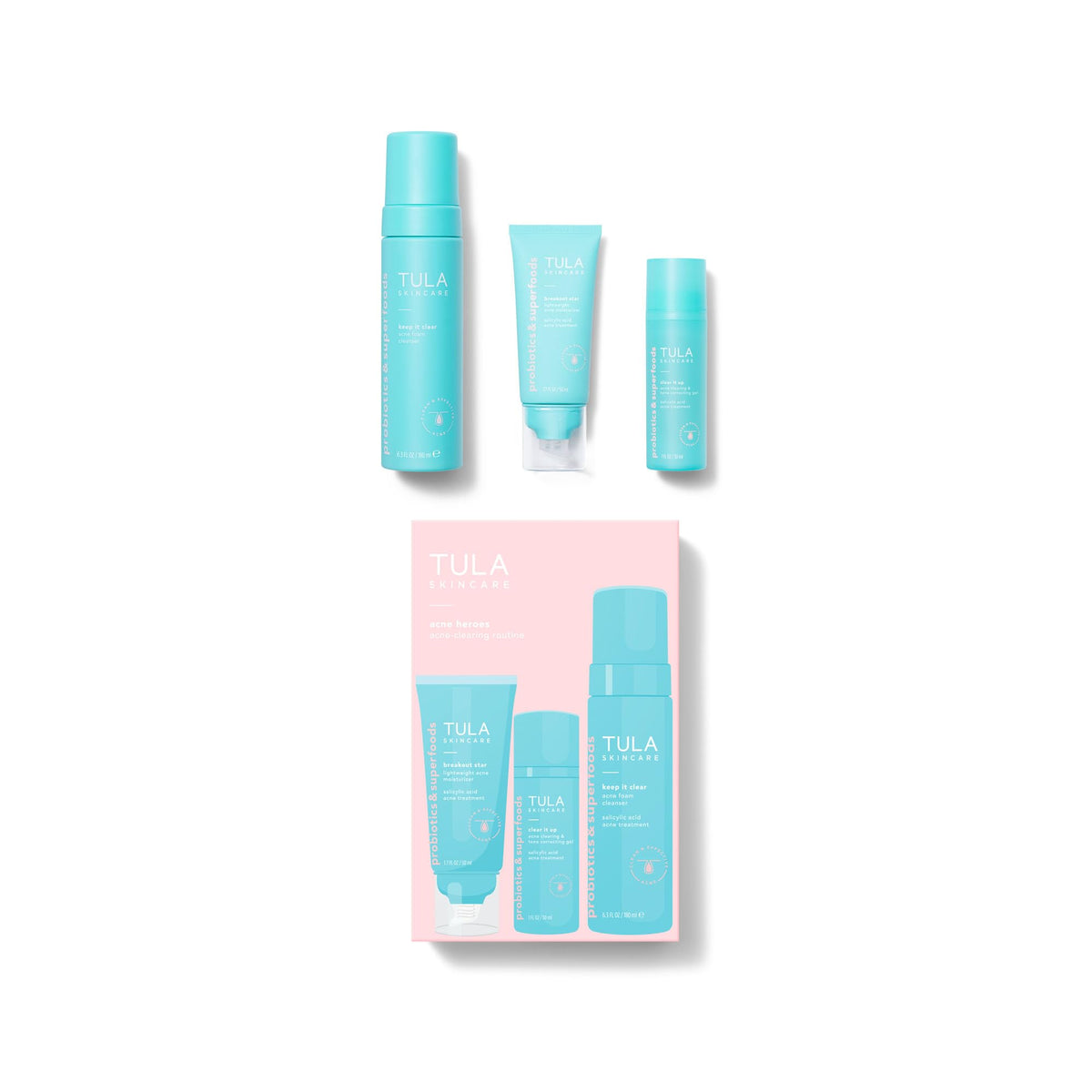 TULA Breakout Star Moisturizer on evening skincare routine setup.