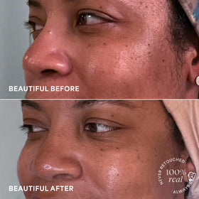 TULA Bright Start moisturizer on skin with a healthy glow finish