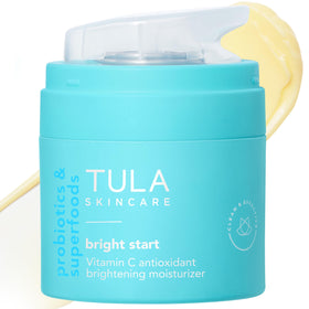 TULA Bright Start Vitamin C Moisturizer bottle delivering lightweight gel-cream hydration for daily antioxidant support