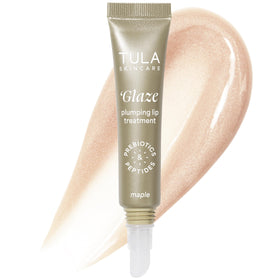 TULA Glaze maple lip treatment tube showcasing hydrating, plumping shine.