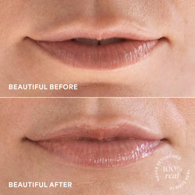 TULA Glaze sheer golden tint applied over lipstick or bare lips.
