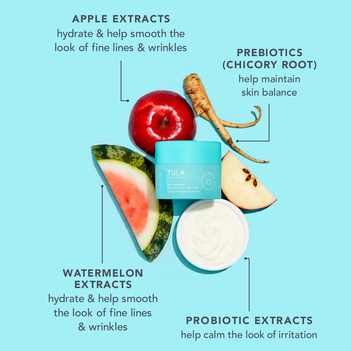 TULA Travel-friendly kit arrangement supports an easy skincare routine while traveling.