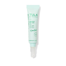 Closeup of ingredients in TULA Lip Mask with mint oil and Vitamin E