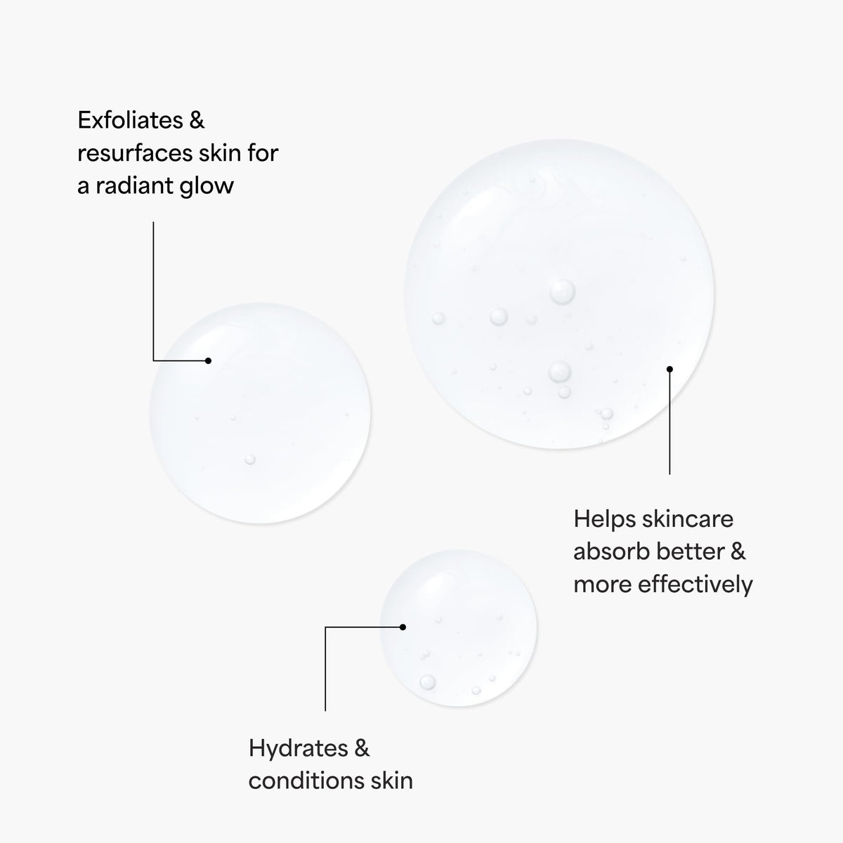 TULA bottle closeup highlights clear gel texture and prebiotic blend for gentle exfoliation.