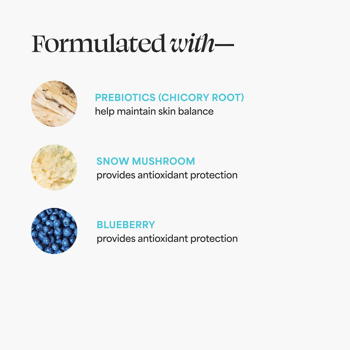 TULA ingredient shot showcases prebiotic extracts and glycolic acid.