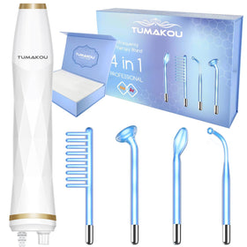 Tumakou Blue High Frequency Wand front view for at‑home skincare sessions.