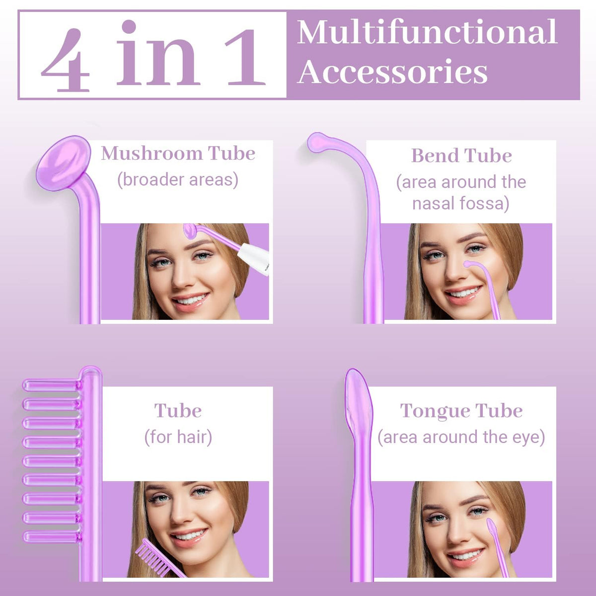 TUMAKOU Violet standard tube attachment for general use on face.