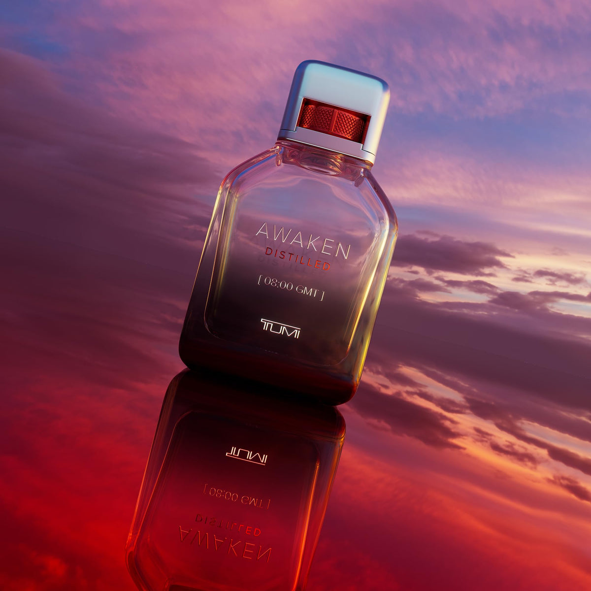TUMI Awaken Distilled bottle styling suited for jet-set travel and gifting.