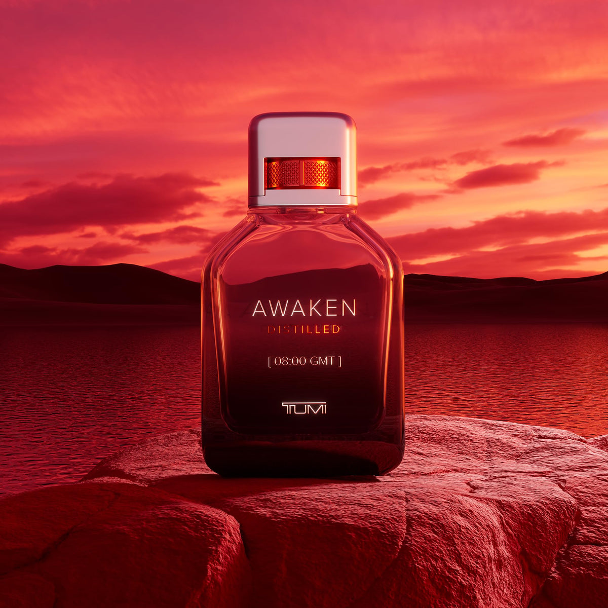 TUMI Awaken Distilled application on pulse points for quick refresh.