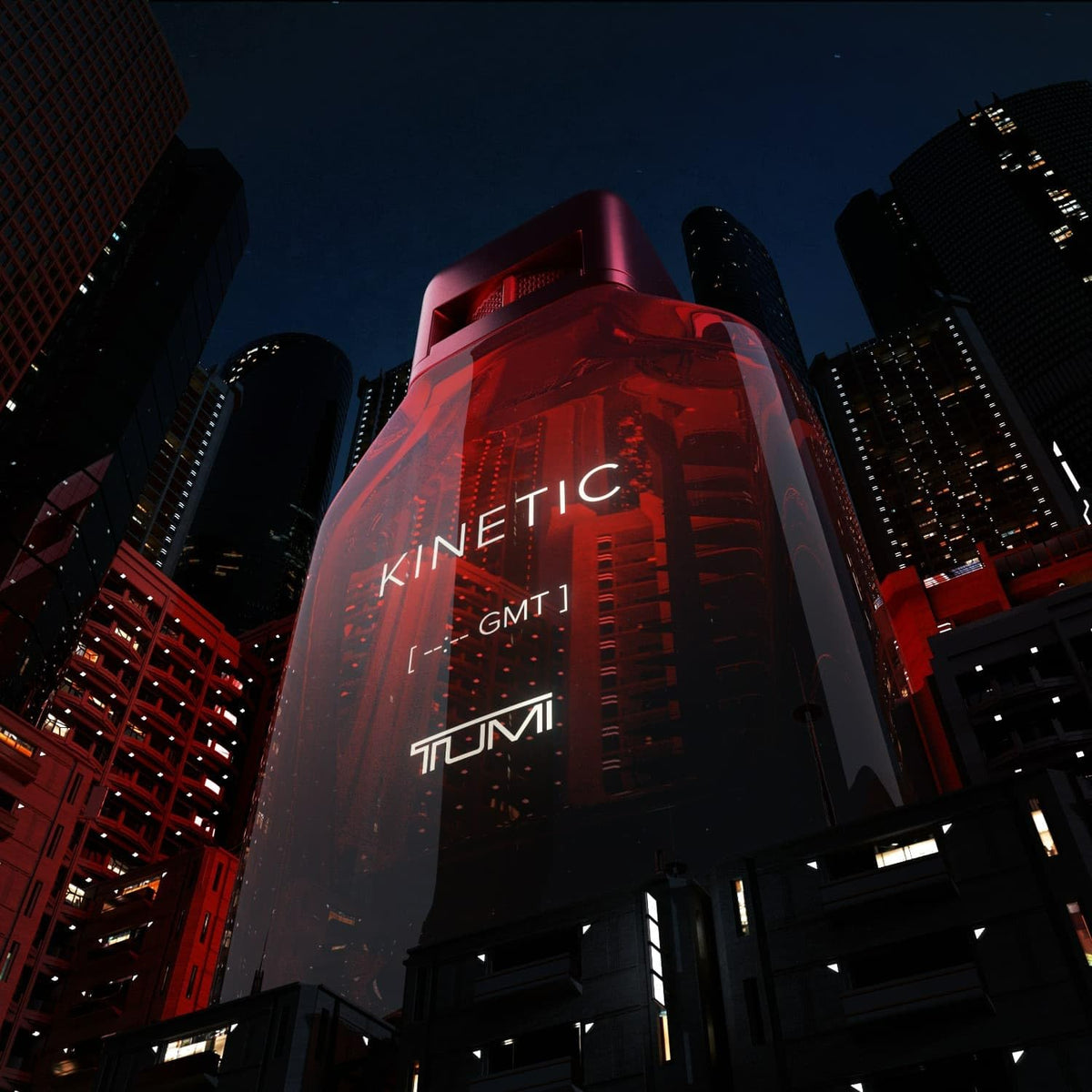Tumi Kinetic spray action showing even fragrance distribution.