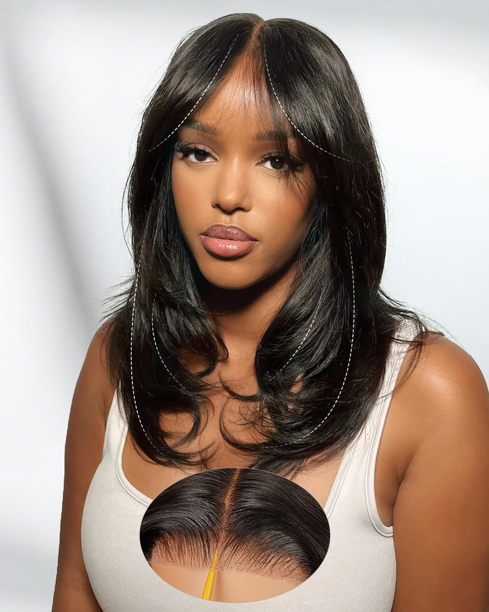 TUNFINE face-framing curtain bangs wig for a natural daily look