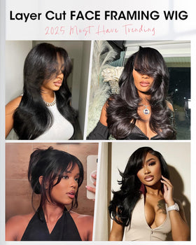 TUNFINE layered curtain bangs closure wig with versatile styling options