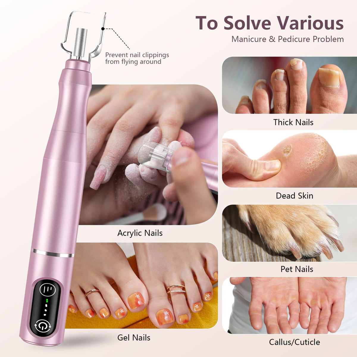 TUOBEO attachments and bits layout for versatile filing and polish removal