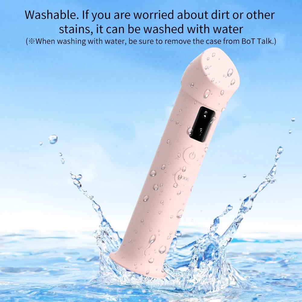 Open charging port area on TUOOUT pink case for Age-R Booster Pro.