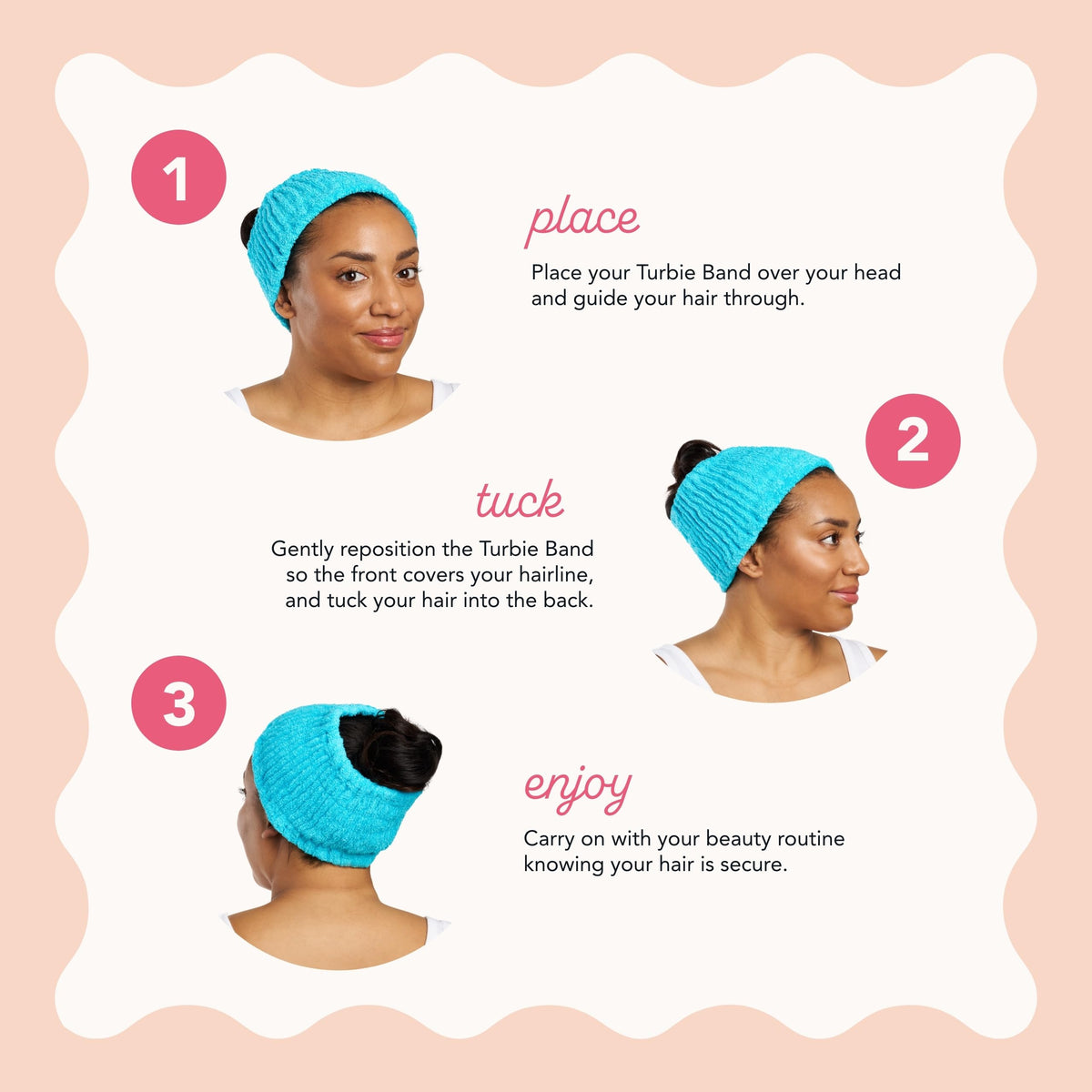 Turbie Twist Ocean Breeze headband is machine washable and travel ready for on-the-go