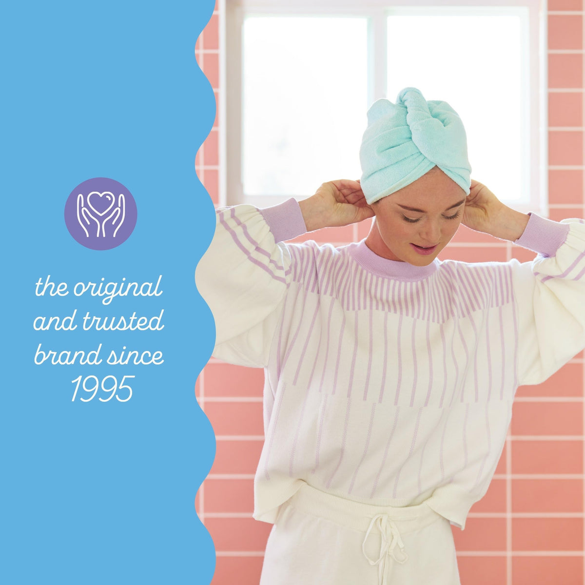Turbie Twist hair towel wrap travel case showing compact storage and secure fit.