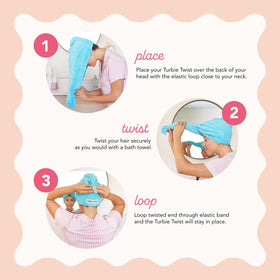 Turbie Twist lightweight towel with twist-loop system stays in place