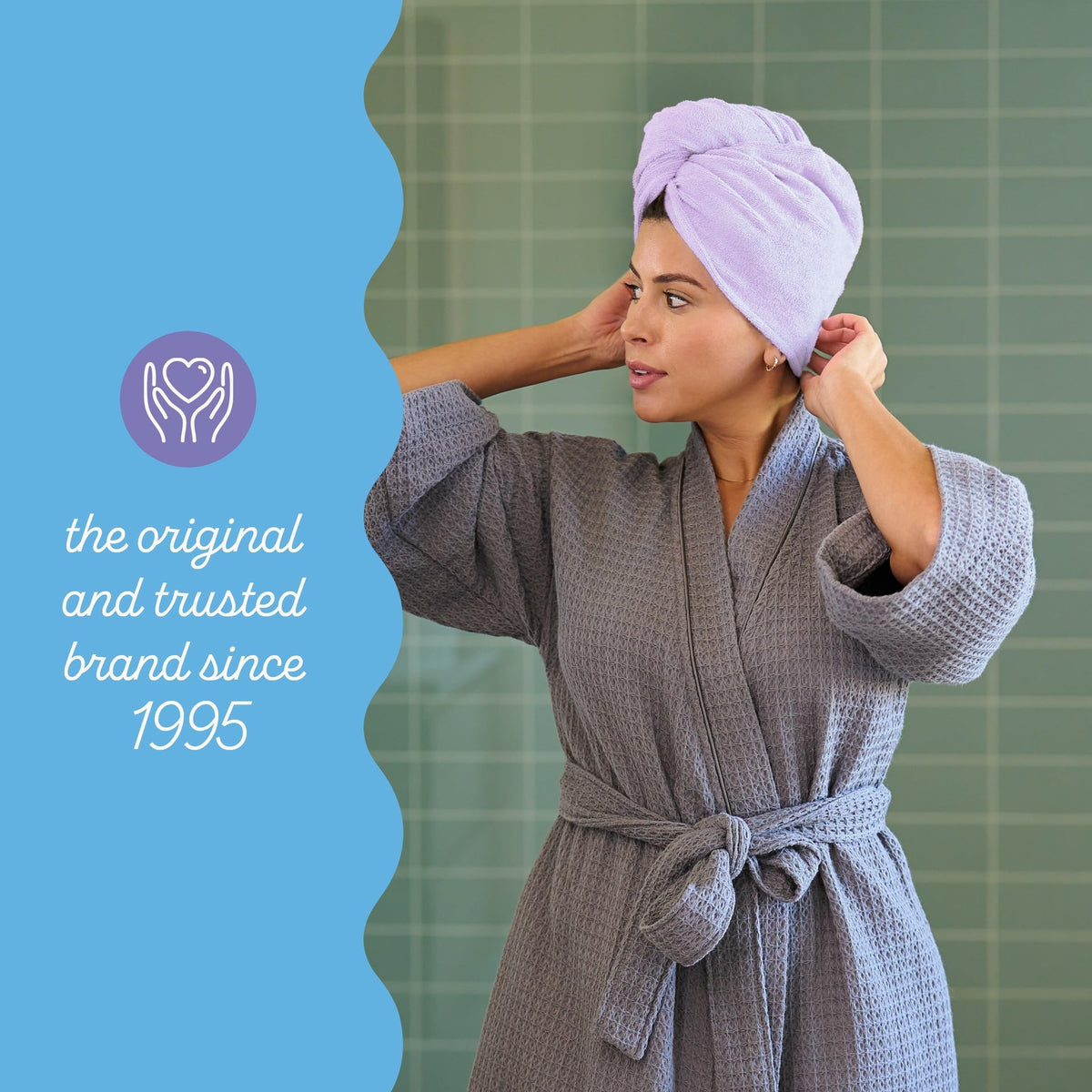 Turbie Twist microfiber hair towel soft, absorbent for comfortable use.