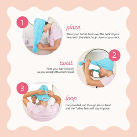 Twist-and-loop design secures Turbie Twist wrap comfortably.