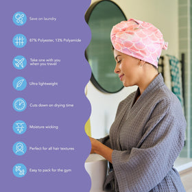 Turbie Twist Mermaid fast-drying towel ideal for travel and gym sessions