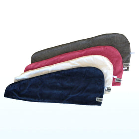 Turbie Twist quick-drying wrap reduces need for bulky blow-drying.