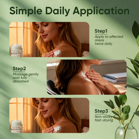 TUVAAZ Total Soothe non-greasy absorption scene emphasizes quick-dry finish.