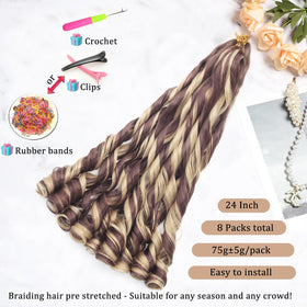 TUVOJALE French Curl Braiding Hair 24inch closeup curls show bouncy texture ideal for protective styles