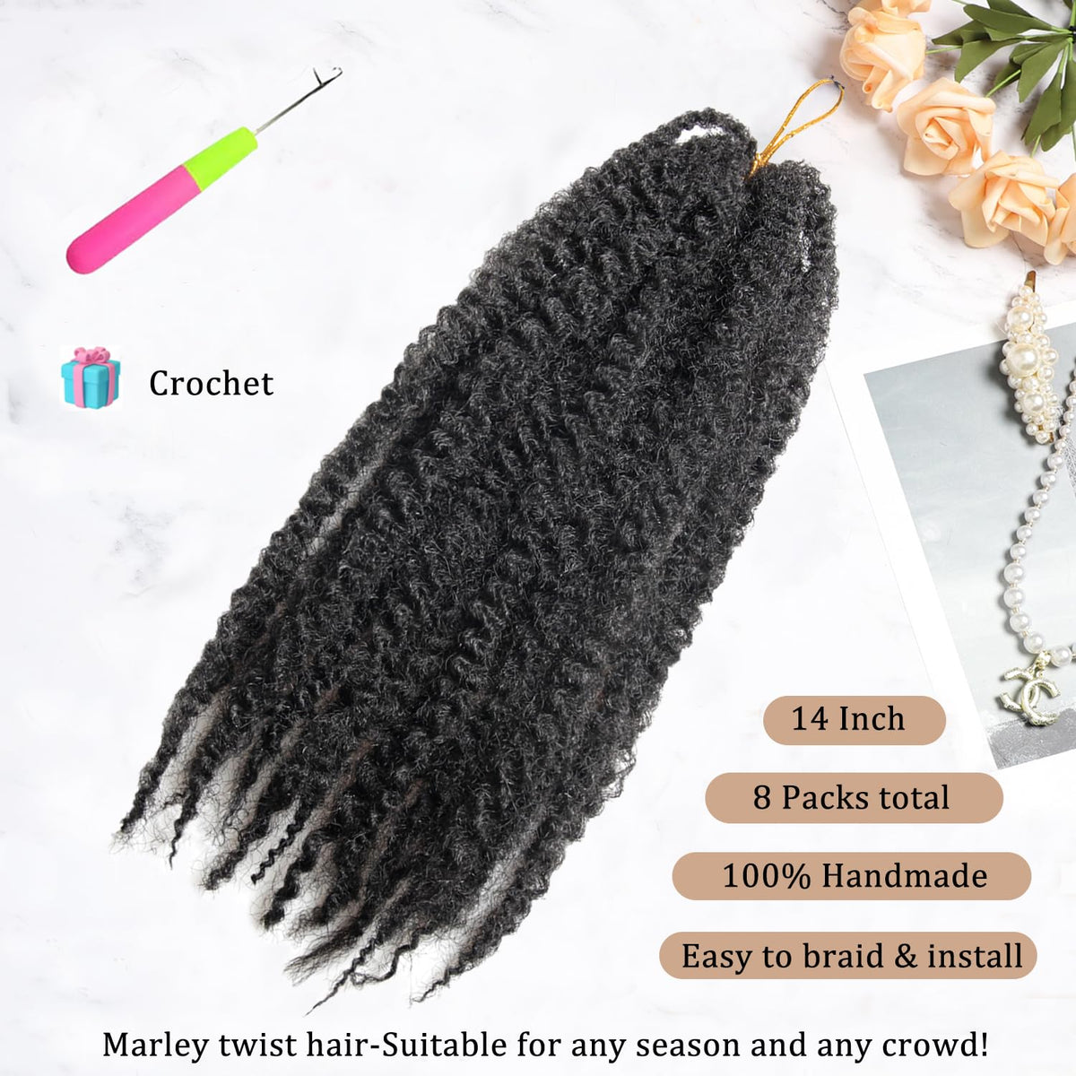 TUVOJALE Marley Twist crochet braids installed for a rapid, salon-like makeover.