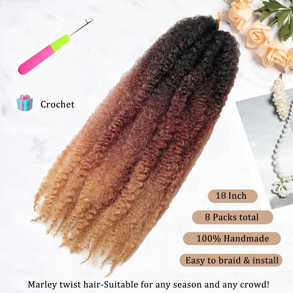 Close-up of TUVOJALE Marley twist texture highlighting natural curls and definition