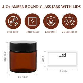 TUZAZO 2oz amber glass jar with inner lid preserves contents securely.