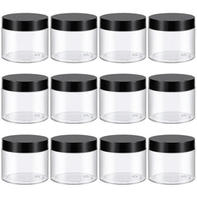 Tuzazo 36-pack 6oz plastic jar with lids, clear visibility for cosmetics storage.