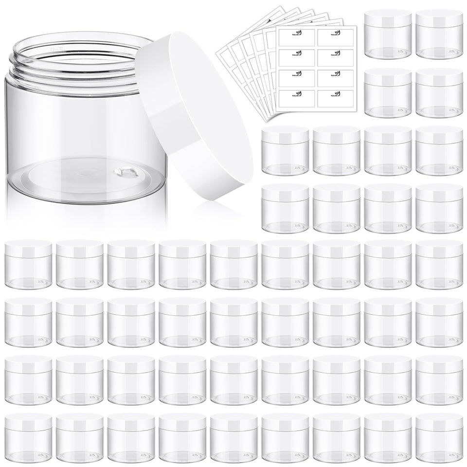 TUZAZO 48-pack 6oz jars with white lids, ideal for cosmetics organization.