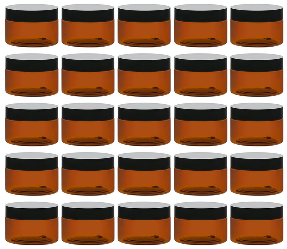 TUZAZO amber 4oz jar with black lid for cosmetics and UV protection