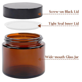 TUZAZO amber jar seal emphasizes leakproof performance for creams and oils.