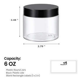 Tuzazo clear 6oz container close-up highlighting portable handbag-friendly size.