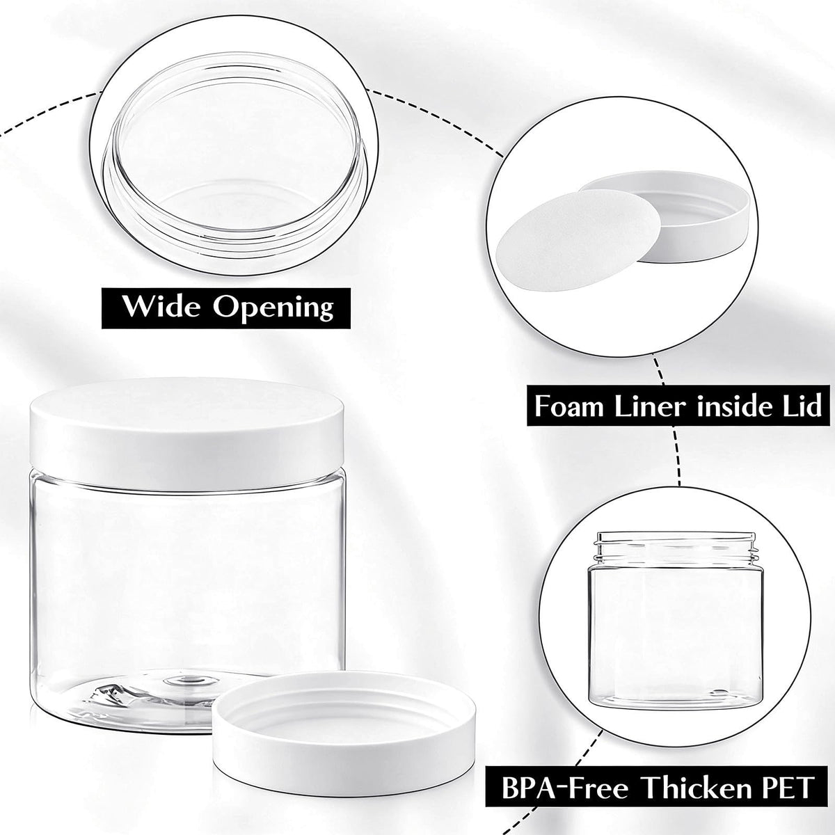 TUZAZO clear PET plastic 6 oz jar shows contents clearly for quick identification