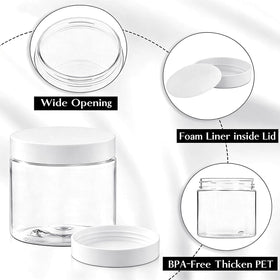 TUZAZO clear PET plastic 6 oz jar shows contents clearly for quick identification