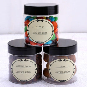 Label-ready TUZAZO jars suitable for spices, beads, or samples