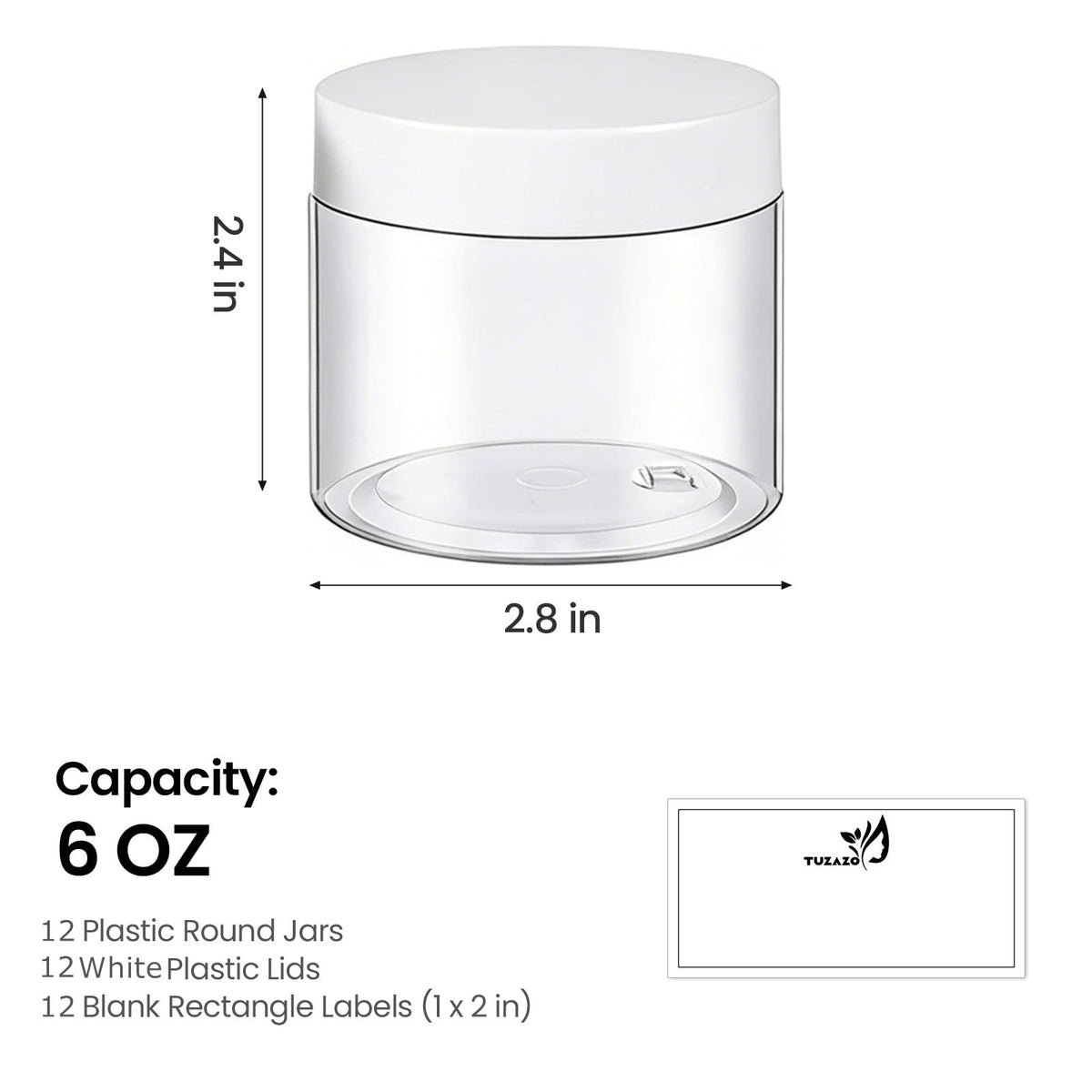 TUZAZO wide-mouth 6 oz jar easy refilling and cleaning