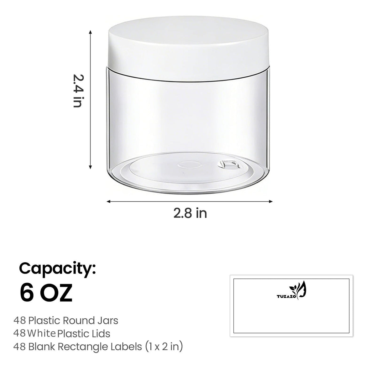 TUZAZO wide-mouth 6oz jar, easy refilling and cleaning.